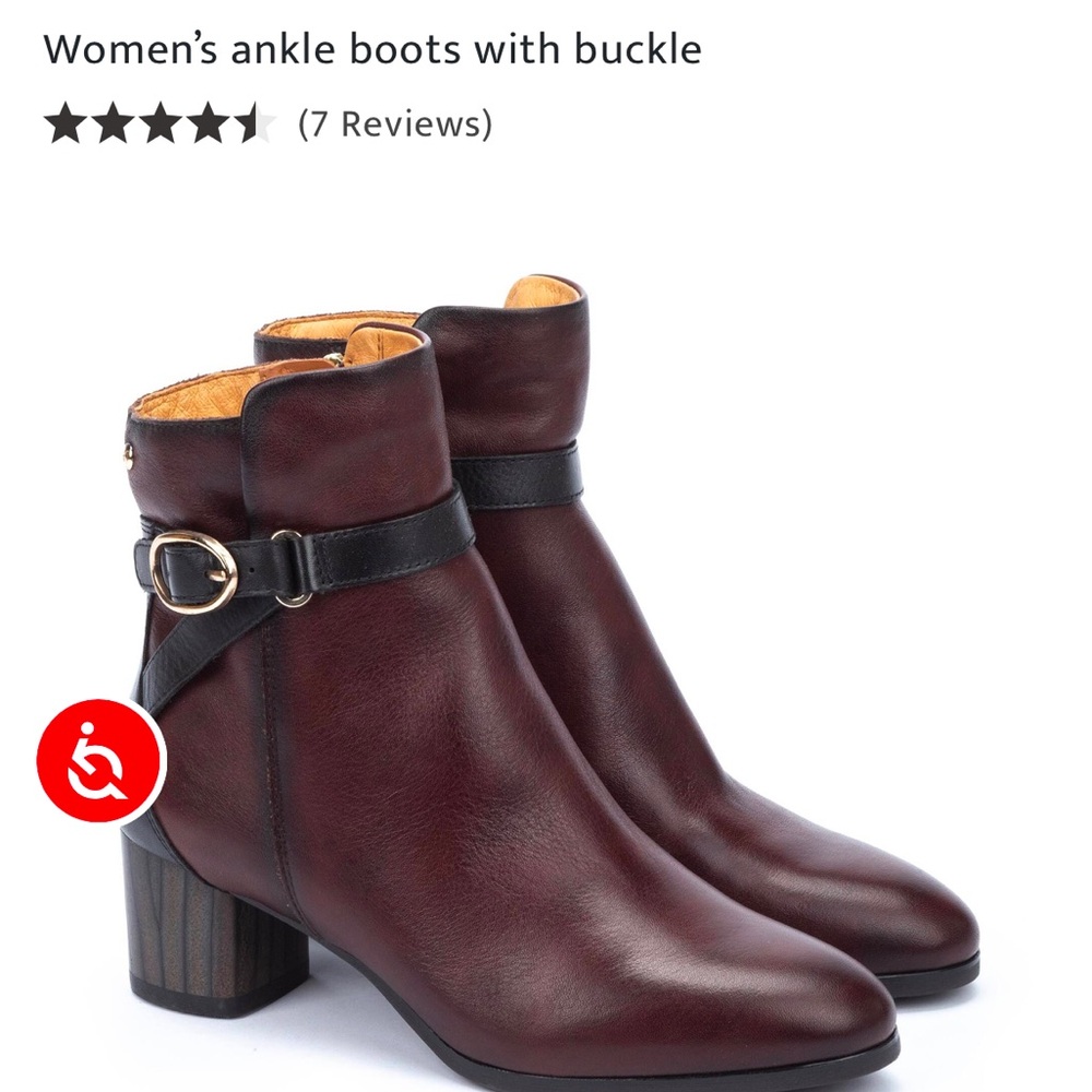 Pikolinos Calafat Burgundy Leather Ankle Boots Size 40/ US 9-9.5
